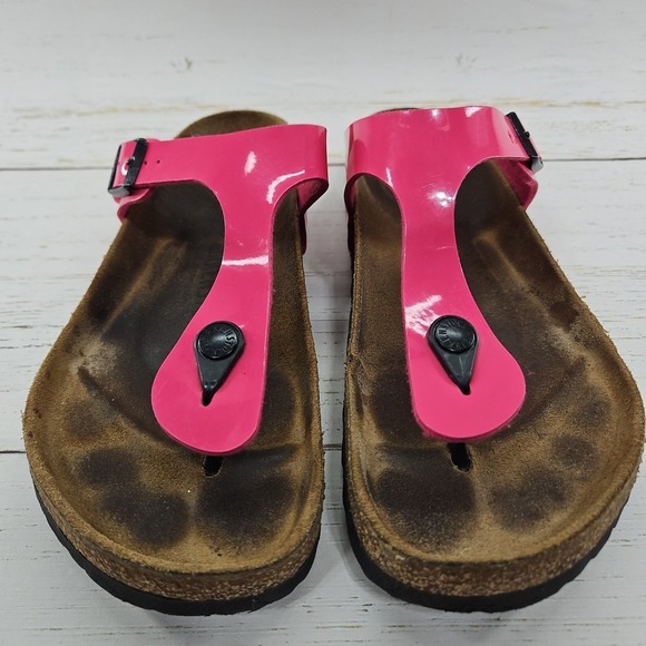 Birkenstock Gizeh Patent Leather Fuchsia Tulip Pink Sandals Women EU 39 US 8-8.5 main image 5